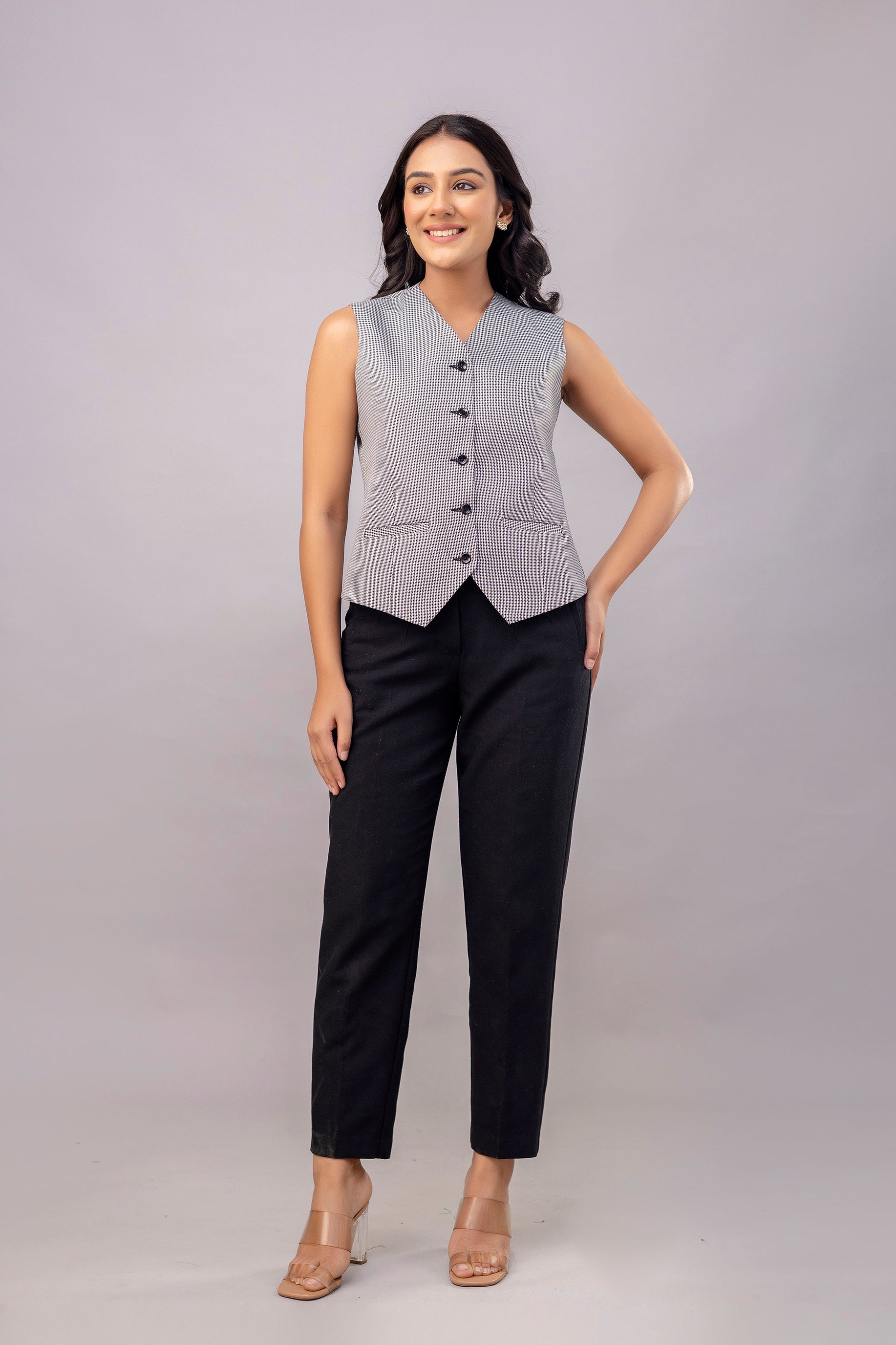 Black White Houndstooth Vest