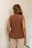 Brown Stripe Top with Bow Tie